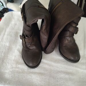 Brown Buckle Ankle Boots